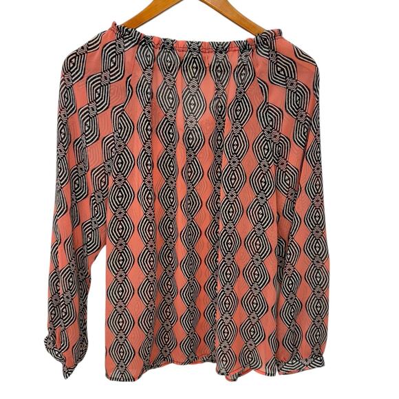 DEMOCRACY Peasant Top Size Medium Lightweight Sheer Y2K Boho Geometric - Picture 6 of 12